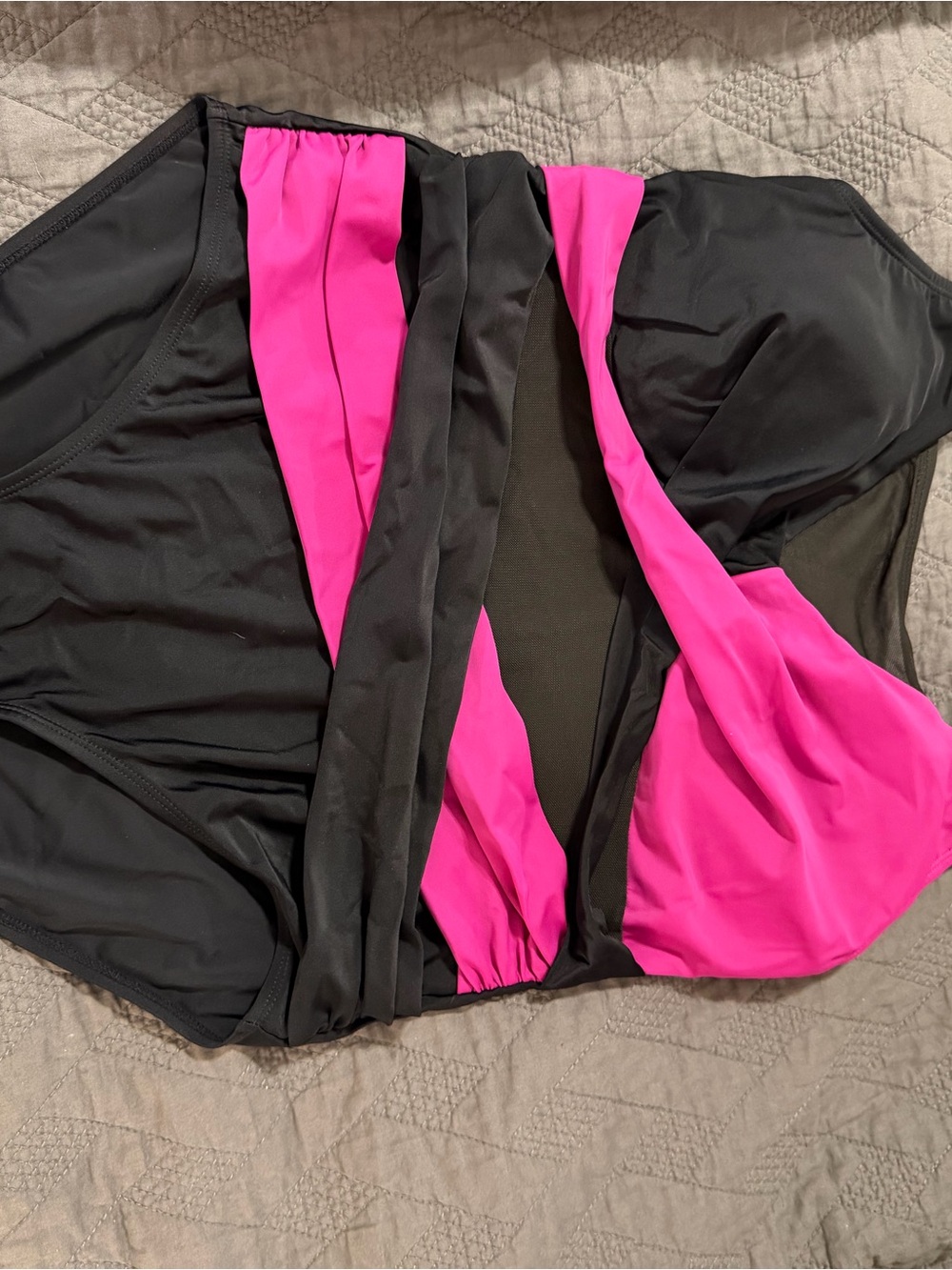 Black and Hot Pink One-Piece Swimsuit